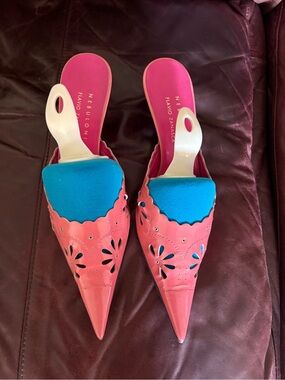 Nebuloni Flavio Zanasca Pink Pointed-Toe Mules Size 37 1/2.